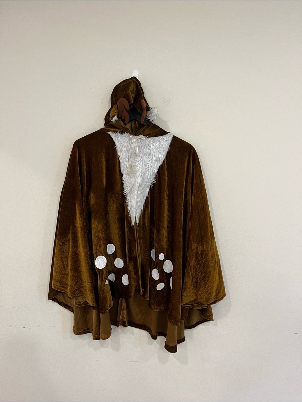 Adult Brown poncho fawn raindeer Faux Fur Hooded Cape Jacket